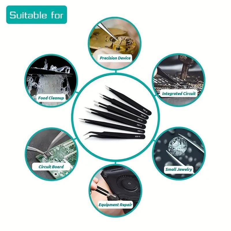 6pcs Precision Long Tweezers S - Electronics Repair Tool review and price