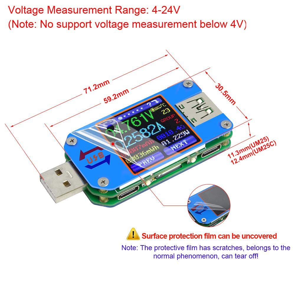 UM25 UM25C Voltage and Current - Usb Ammeter Tester review and price